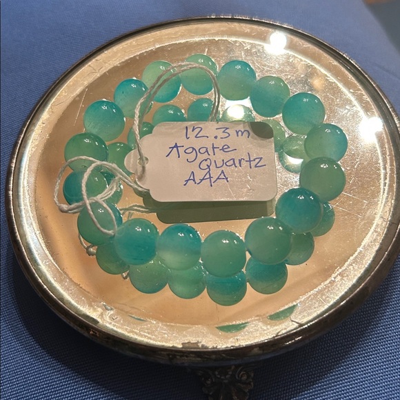 Jewelry - AGATE QUARTZ. AQUA Beaded Bracelet Gorgeous 12.3m AAA